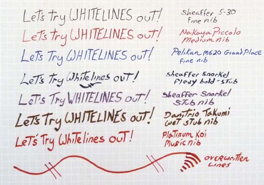 Different pens, same line on Whitelines paper.