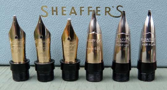 In this picture: Australian bold flex, FF3 fine flex, FS2 stub flex, Australian bold triumph, SR4 right oblique triumph, s4 stub. (click for larger image)